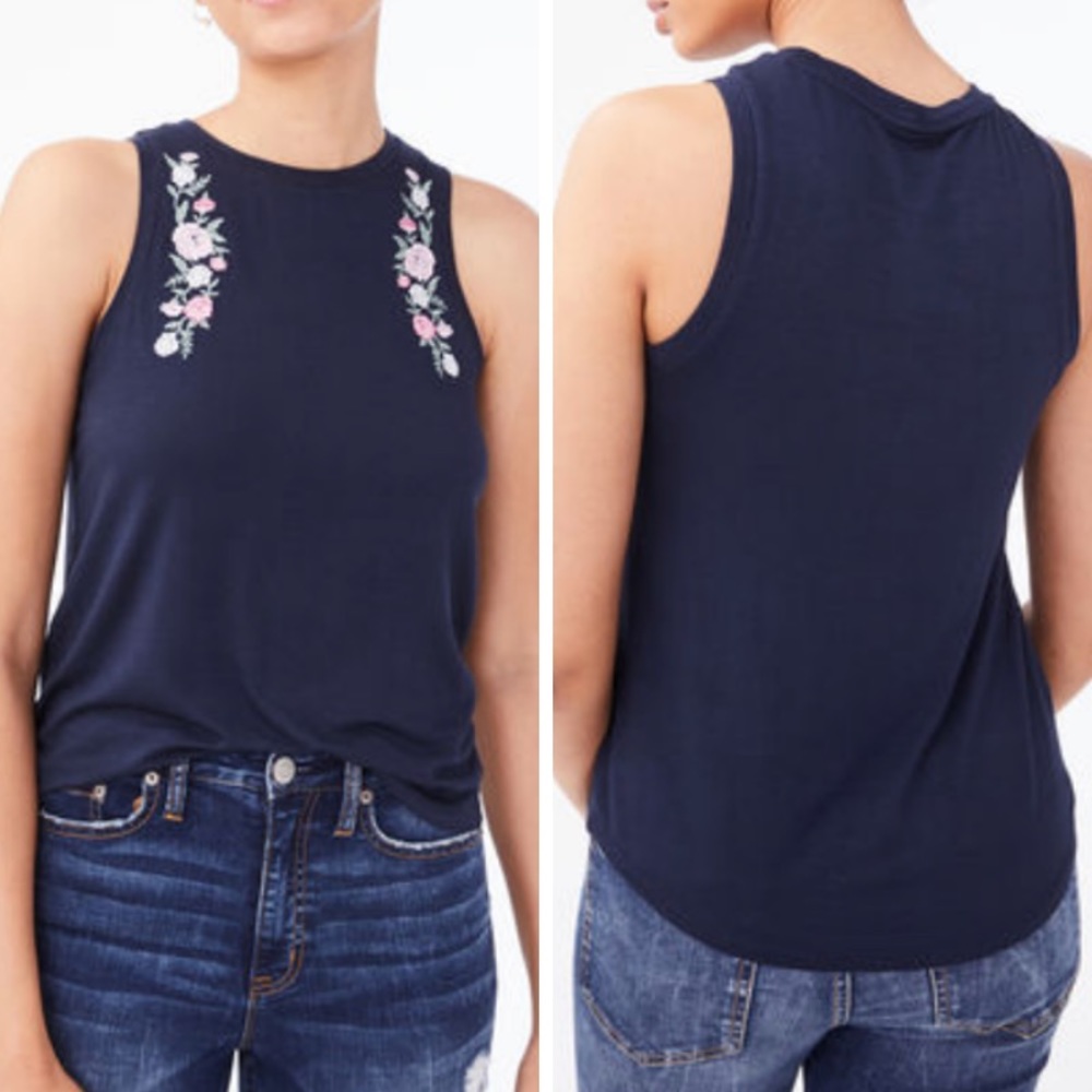 Aeropostale Floral Embroidered Tank Top
